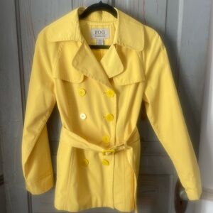 London Fog Yellow Trench Coat Women's Small Belted Double Breasted